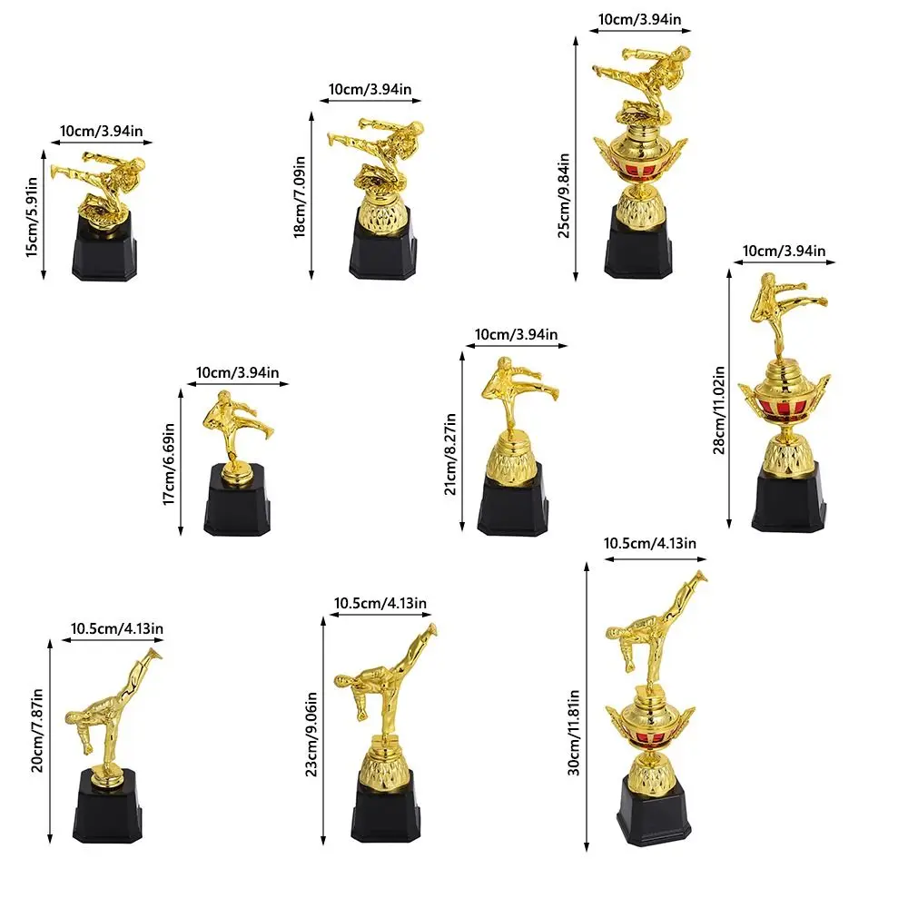 Trofeo dorado de plástico pequeño, estilo de premio artesanal