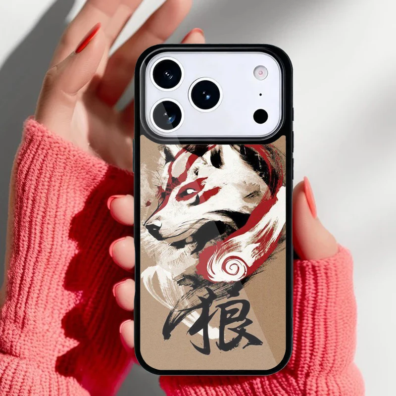 Funda Krajews con diseño de máscara de zorro kitsune japonés para iPhone