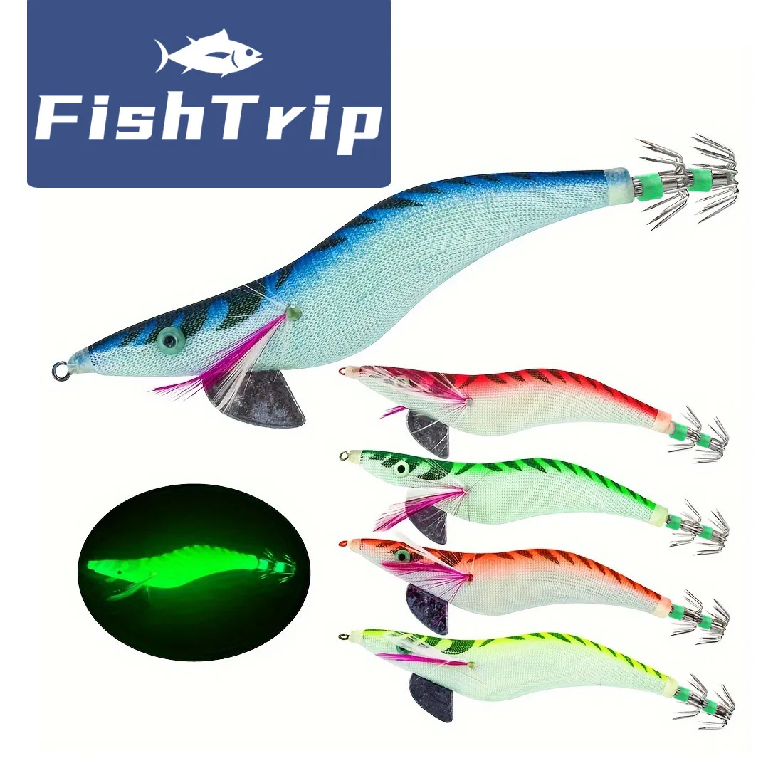 FishTrip señuelo luminoso para pesca mar – Brilla en la oscuridad sepia - imagen 4