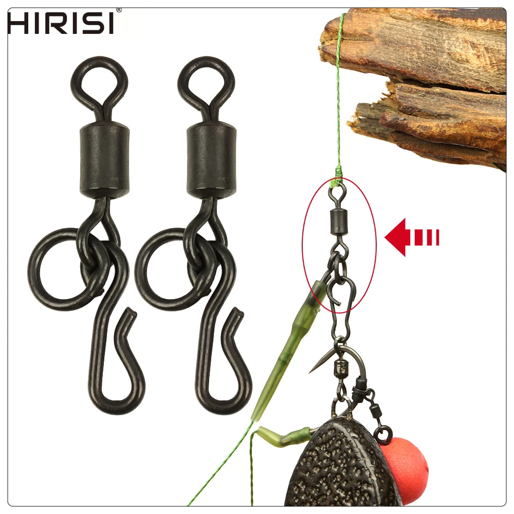 giratorios de pesca de carpa negro mate con anillos sólidos