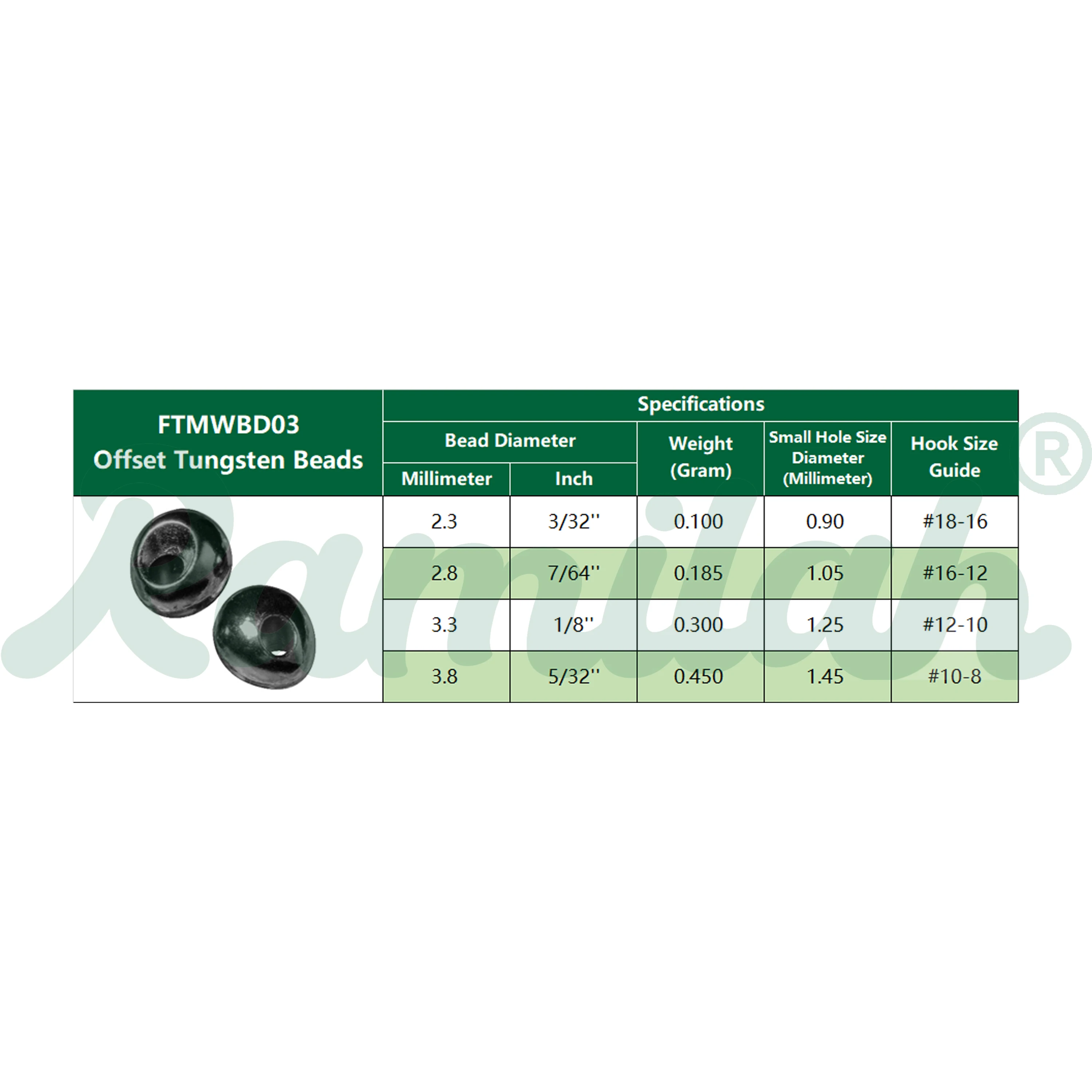 Cuentas de tungsteno compensadas en varios colores