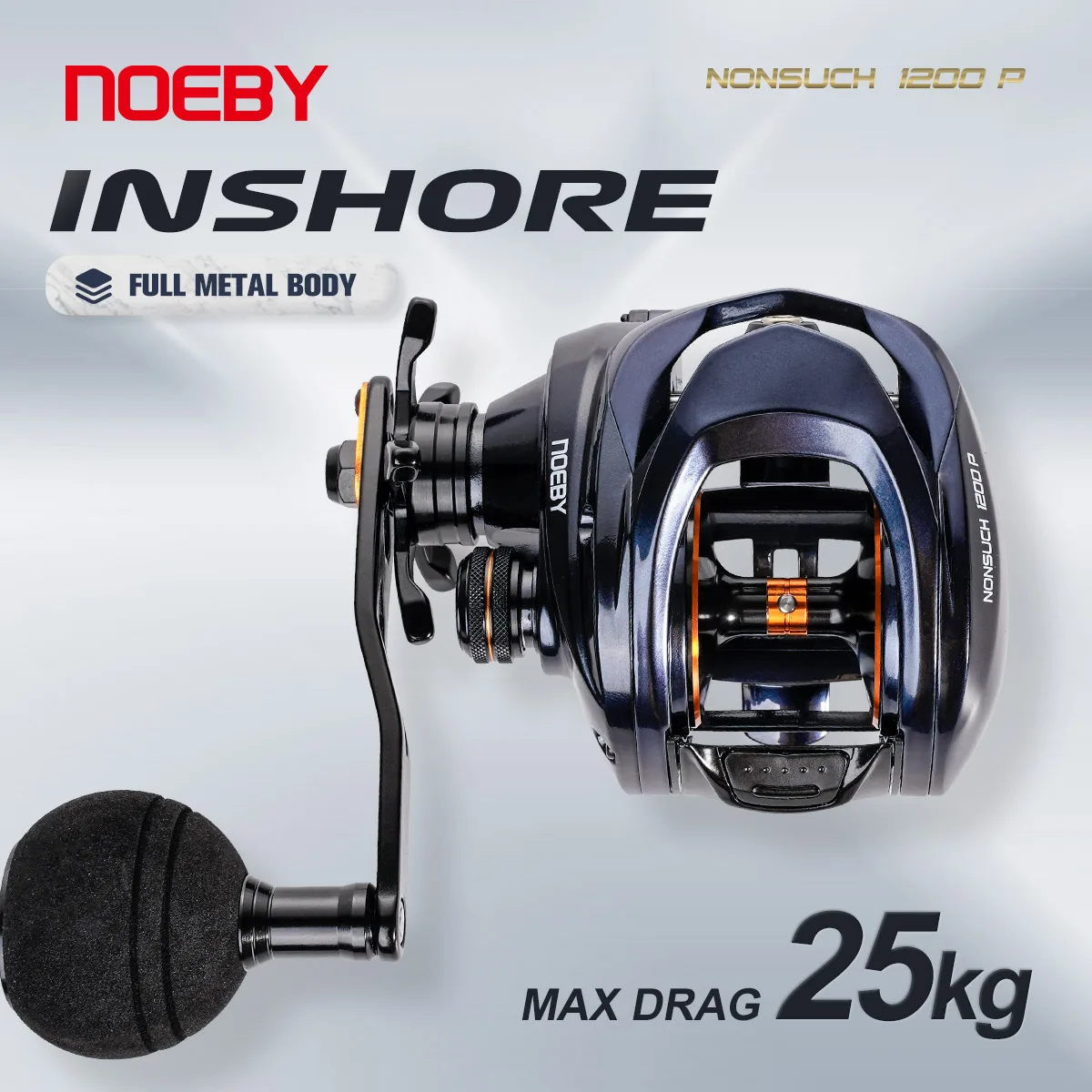 Carrete baitcasting marino Noeby Inshore, cuerpo metálico - imagen 2