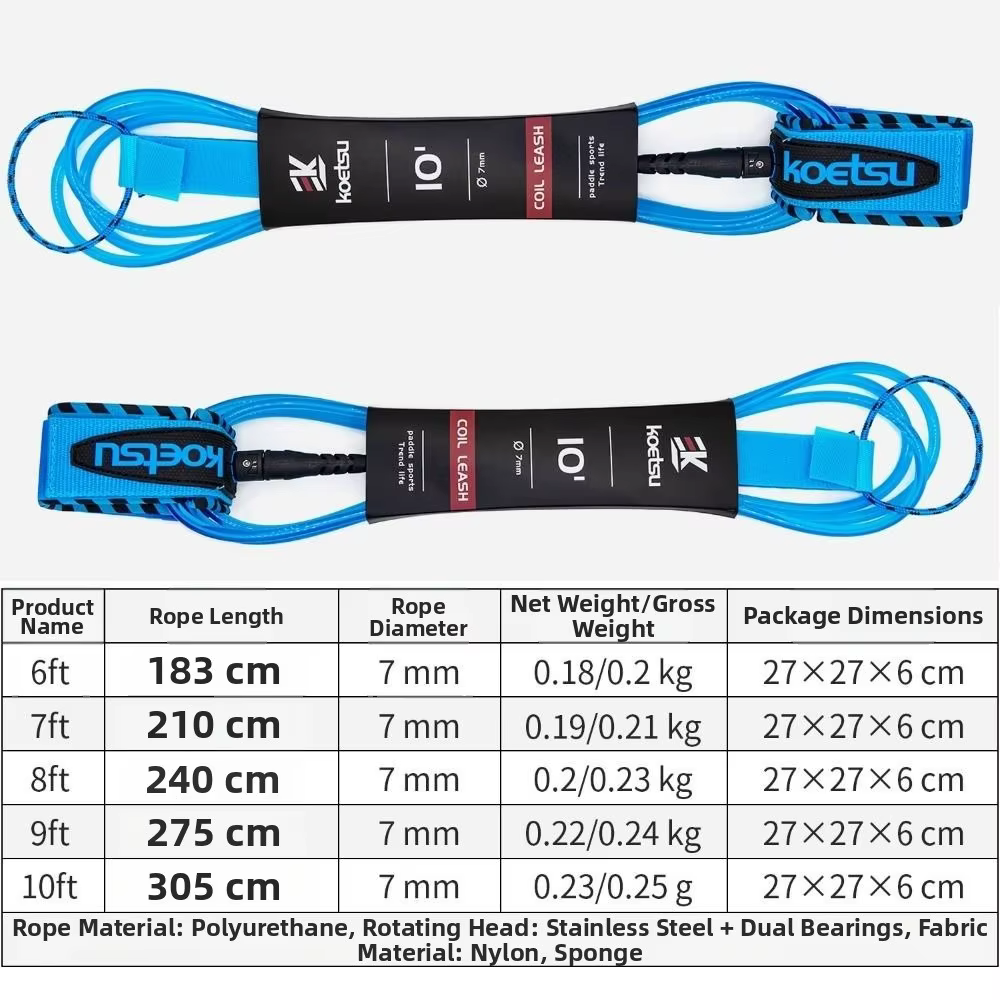 Correa de surf azul TPU 7mm