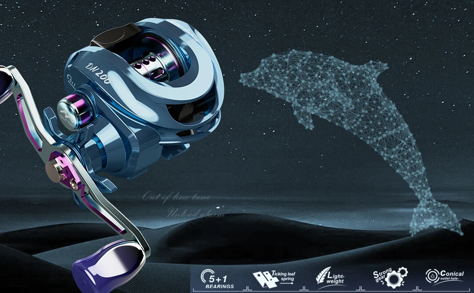 Carrete de pesca DOLPHIN Baitcaster vista frontal