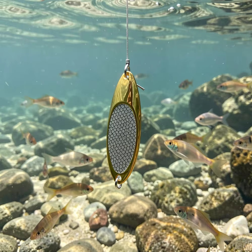 Cuchara de Pesca con Lentejuelas y Anzuelo Triple – Oro y Plata - imagen 2