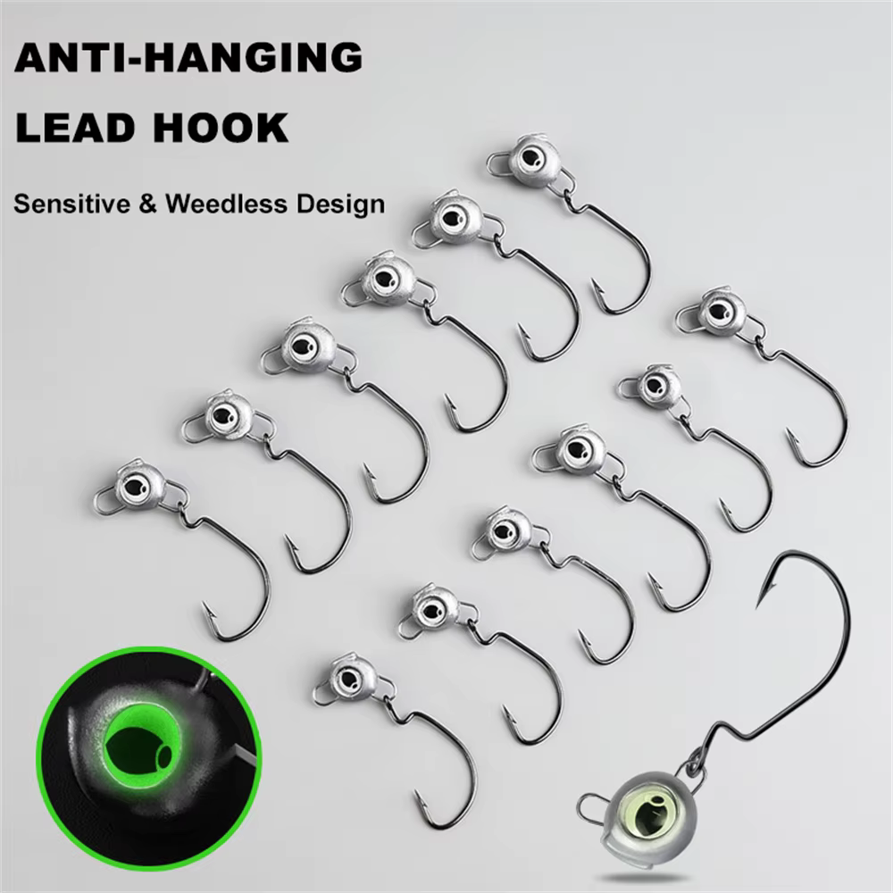 Jig Head Weedless Wide Gap Ojos Holográficos Black Bass Texas Rig - imagen 4