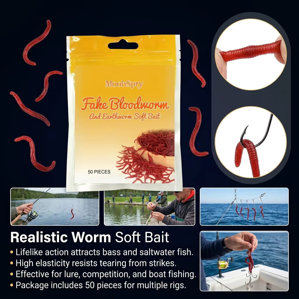 Señuelo Vinilo Lombriz Roja – Alta Elasticidad para Pesca en Agua Dulce - imagen 3
