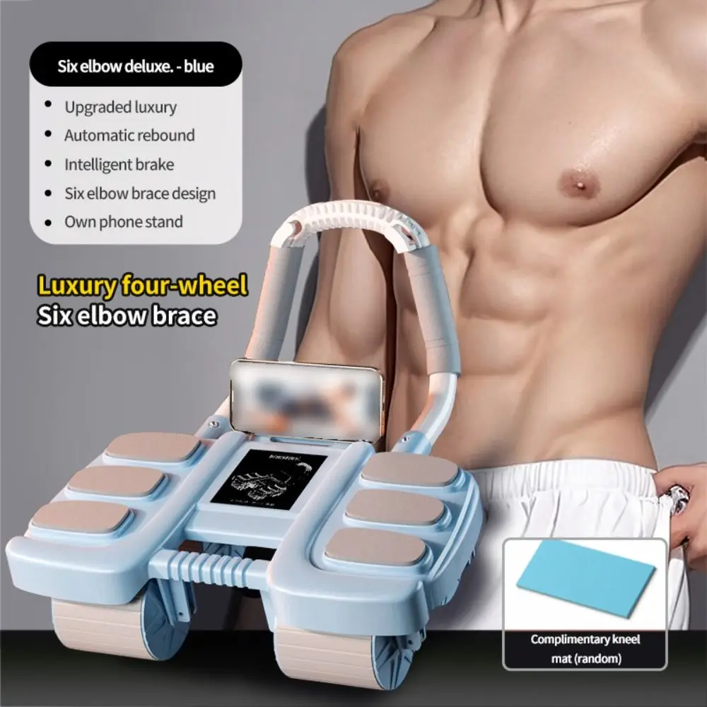 Rodillo abdominal de cuatro ruedas con ruedas dobles y base antideslizante