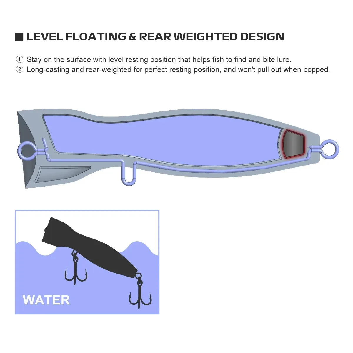 Wobbler grande flotante – Señuelo topwater de plástico duro para mar - imagen 4