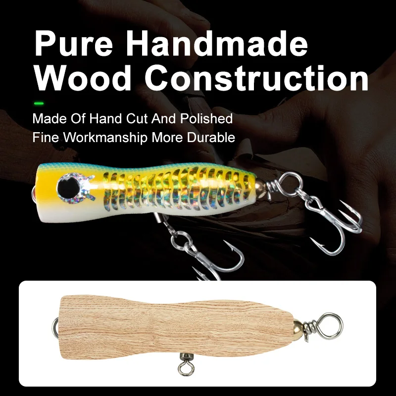 Popper de madera Obsessie WD122 – Señuelo topwater para trolling - imagen 4