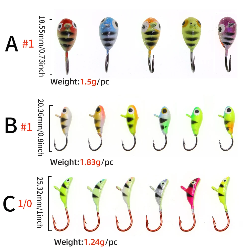 ICERIO Jig Head hielo UV – Señuelos duros para trucha, walleye y pike