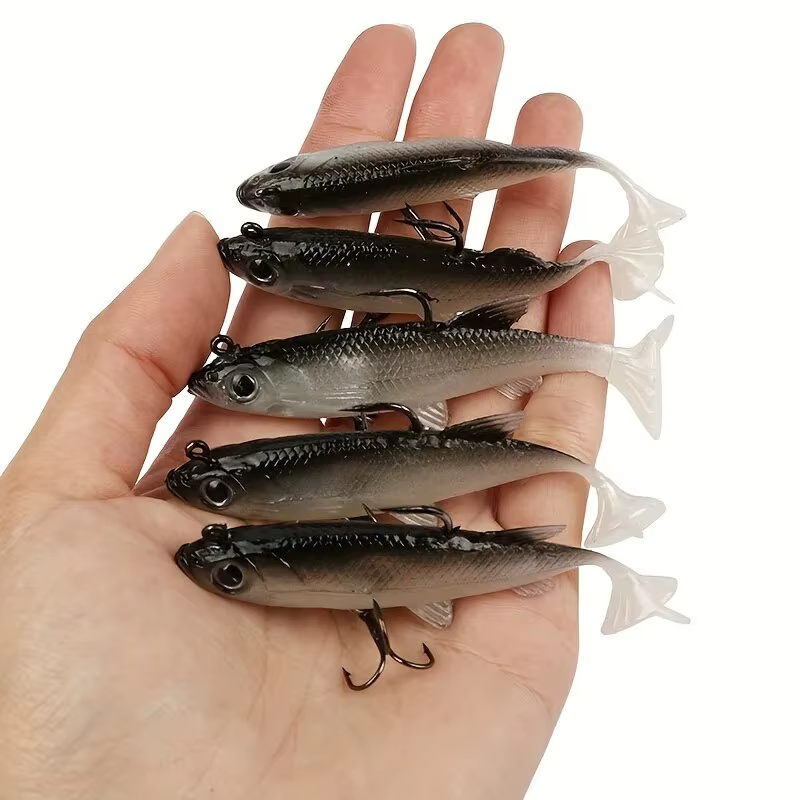 Señuelos Jig Head Paddle Tail Swimbait de vinilo para lubina y trucha - imagen 5