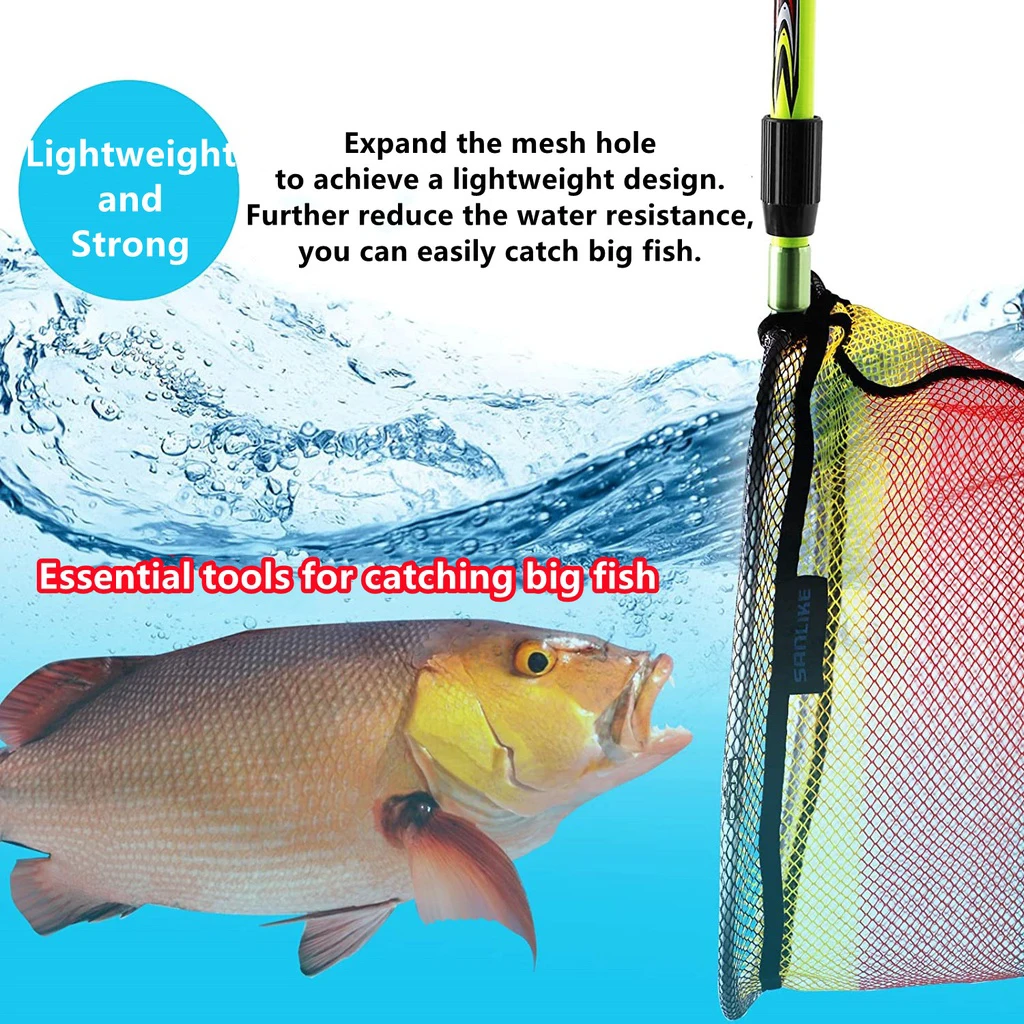 Red de pesca plegable SANLIKE ovalada de aluminio con goma recubierta - imagen 4