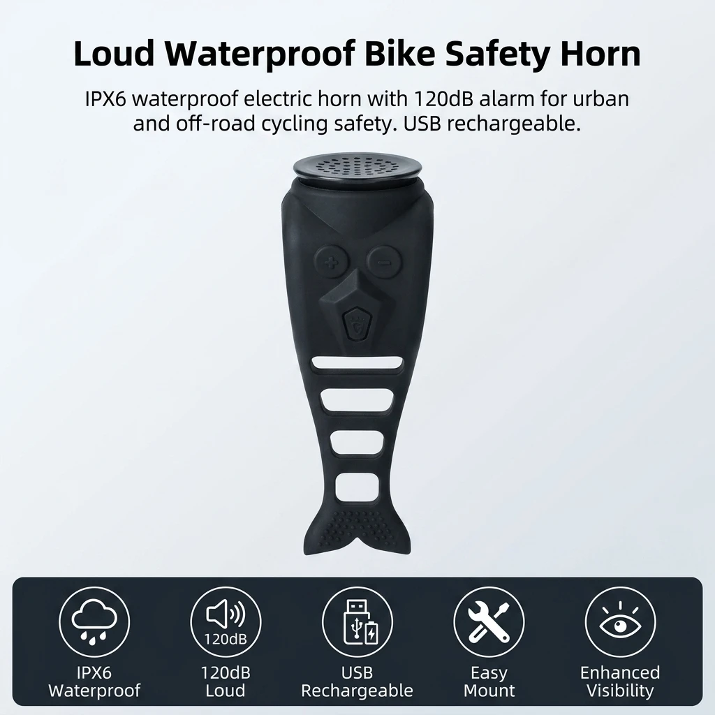 Bocina con alarma para bicicleta impermeable recargable USB - imagen 2