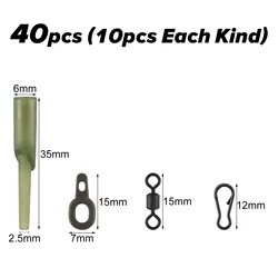 Kit accesorios pesca carpa – Anillas, clips y aparejos ángulo en goma