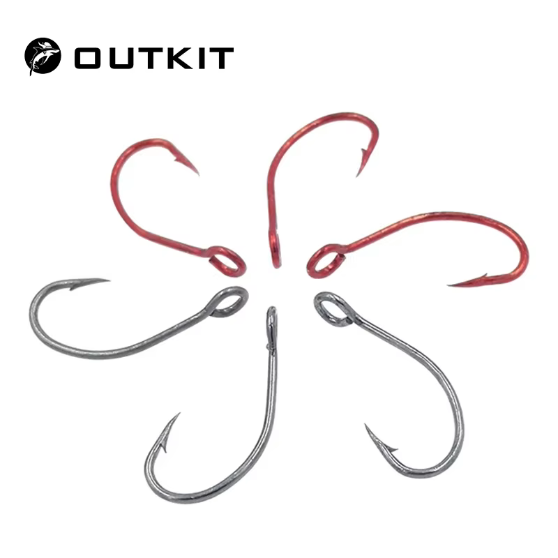 OUTKIT Anzuelos de carbono para carpa – Rojos con anillo - imagen 2