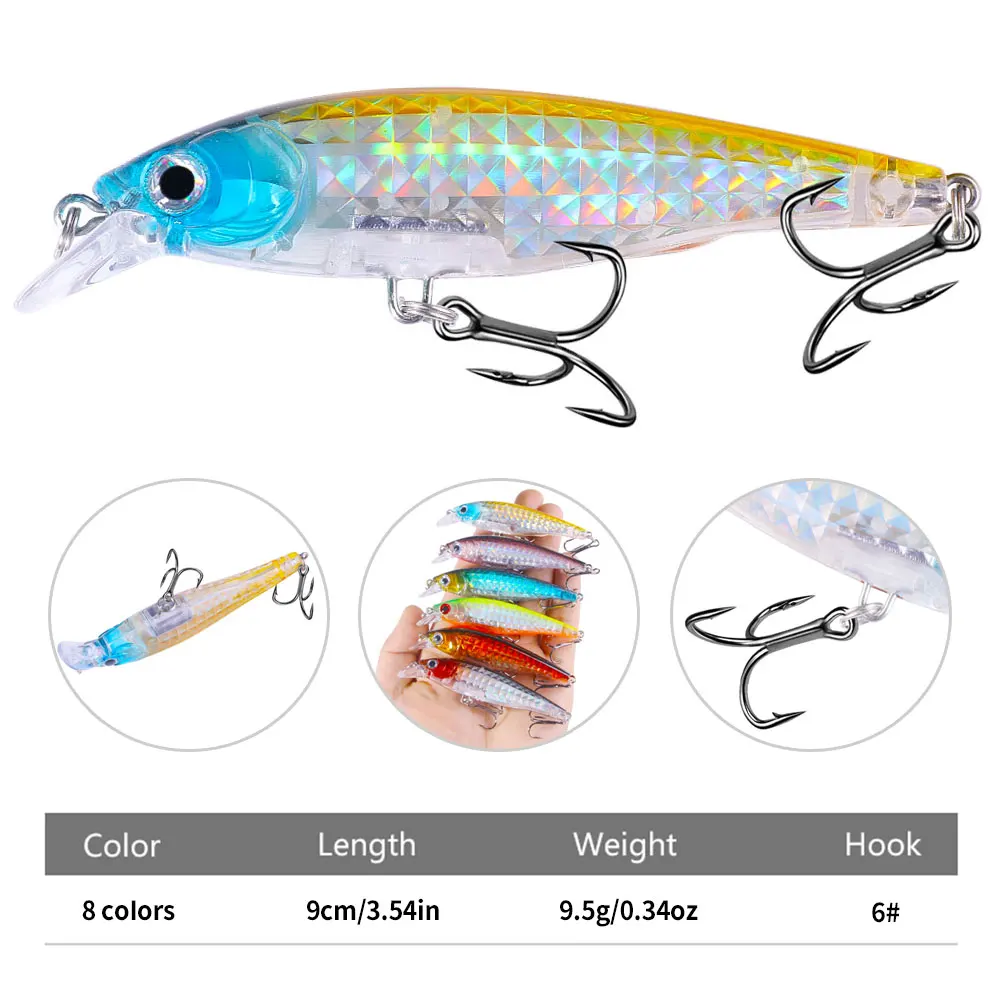 Señuelo Minnow de 9 cm en detalle