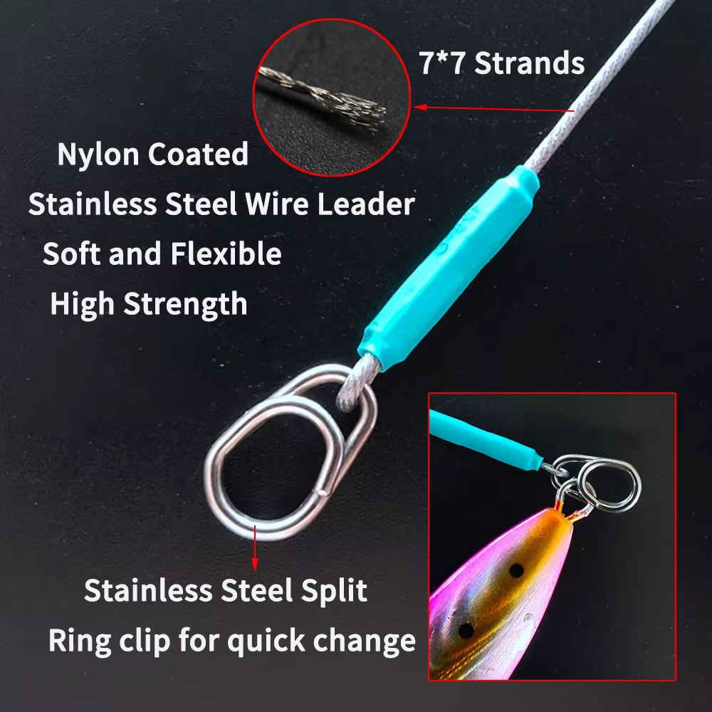 Líder Wire Leader 7×7 Acero Inoxidable con Swivel y Clip - imagen 5