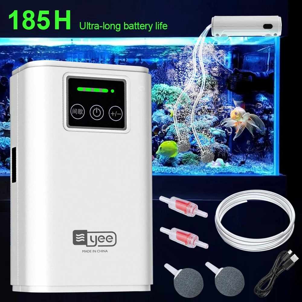 Bomba de oxígeno para pecera portátil y silenciosa USB recargable - imagen 2