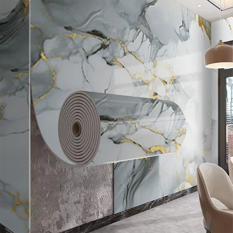 Papel pintado efecto mármol autoadhesivo – Decoración pared estilo europeo - imagen 2