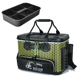 Caja organizadora de pesca con divisores y cubo para cebo vivo