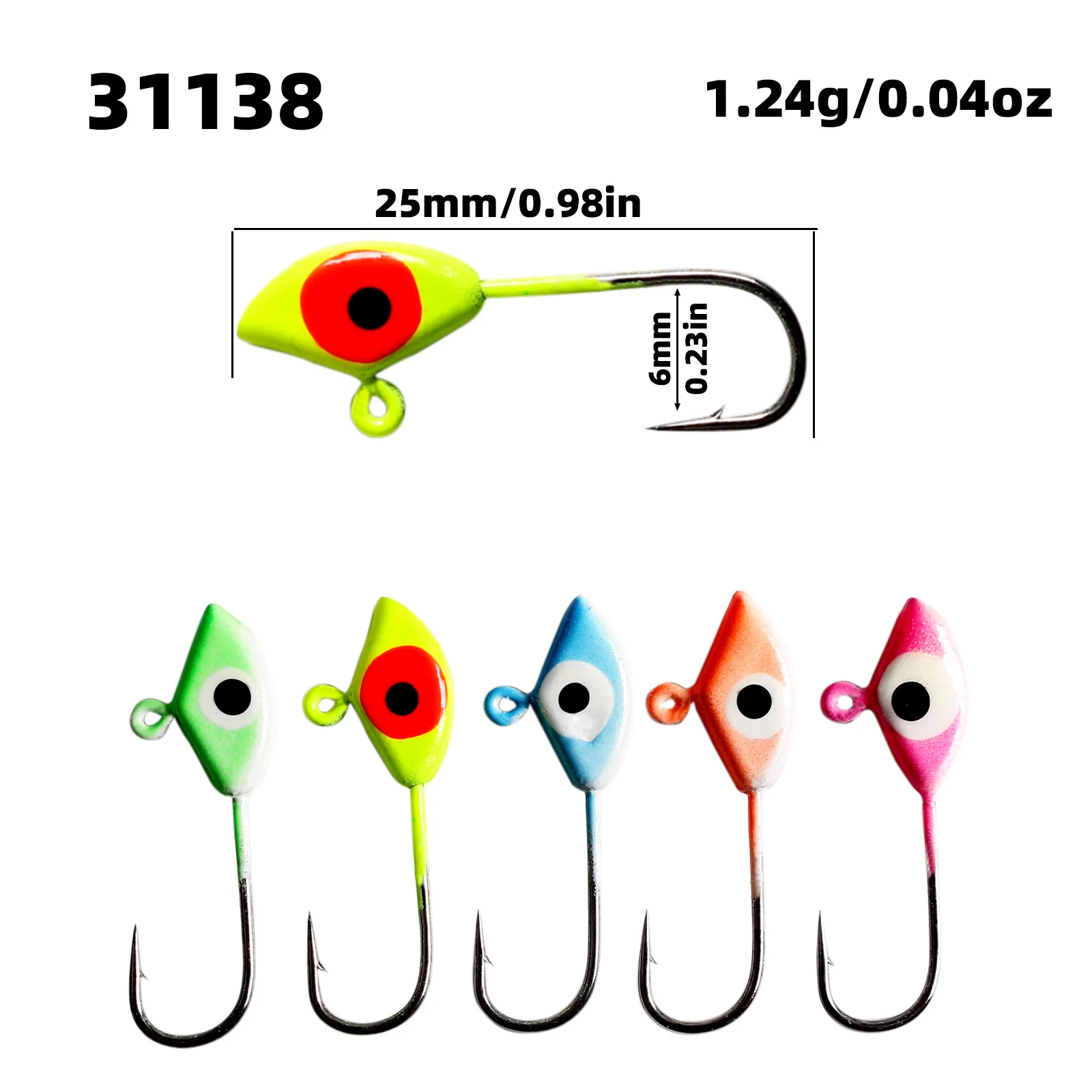 Anzuelo Jig Head de hielo con púas de acero carbono