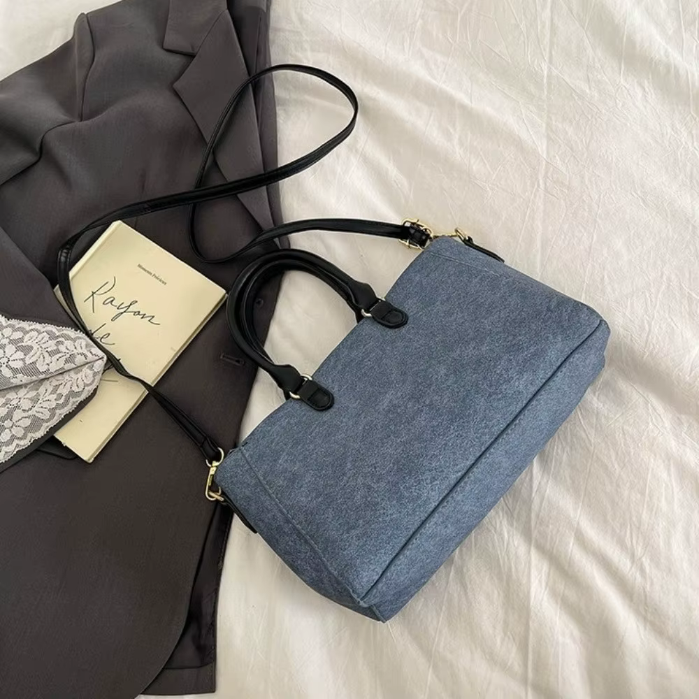 Bolso bandolera vaquero lavado de gran capacidad con hebilla - imagen 2