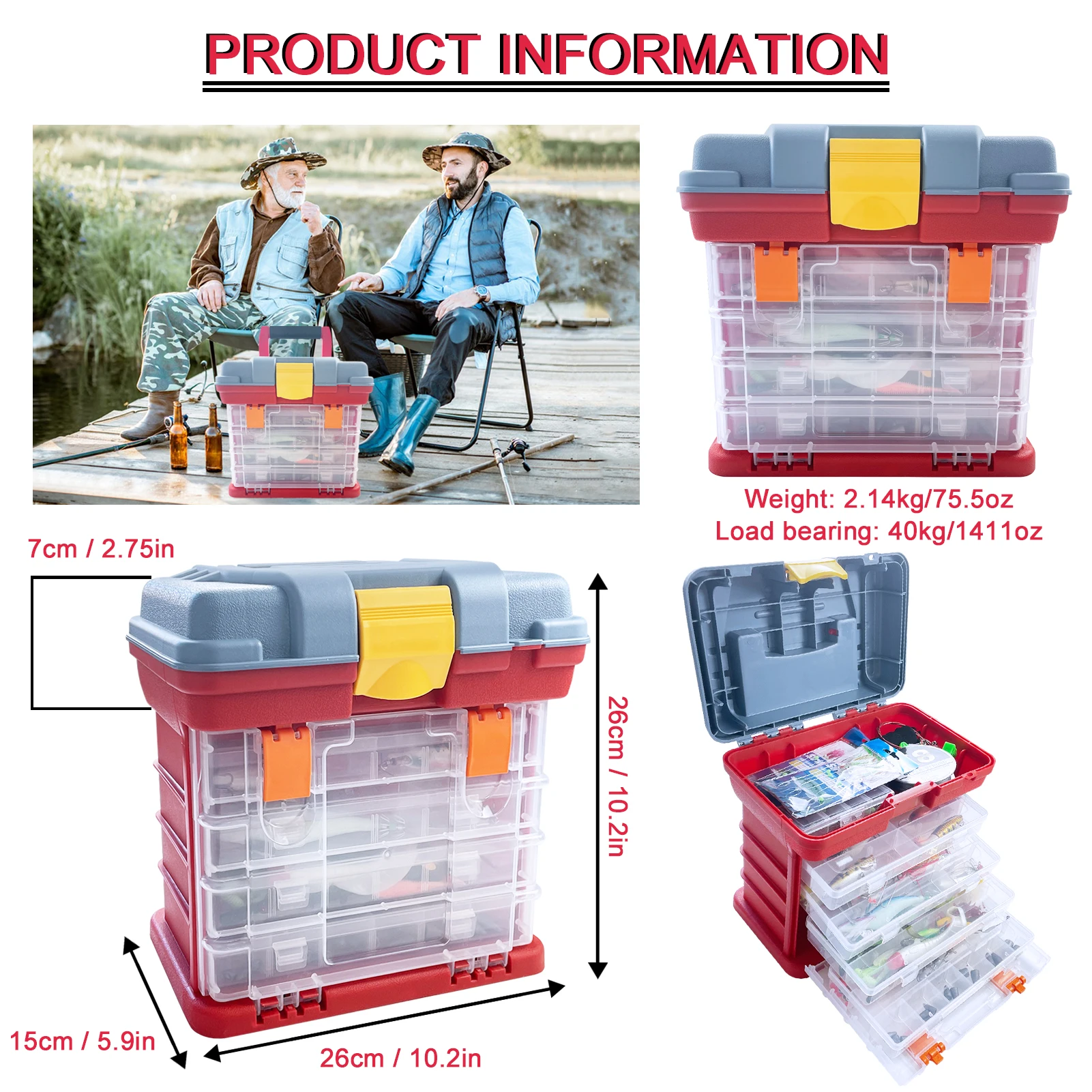 Caja de pesca multiestancias GRATIS FISHER con aparejos, plomos y anzuelos - imagen 5