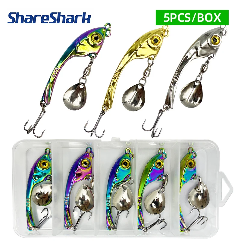 ShareShark Señuelos Giratorios tipo Cuchara VIB con lentejuelas
