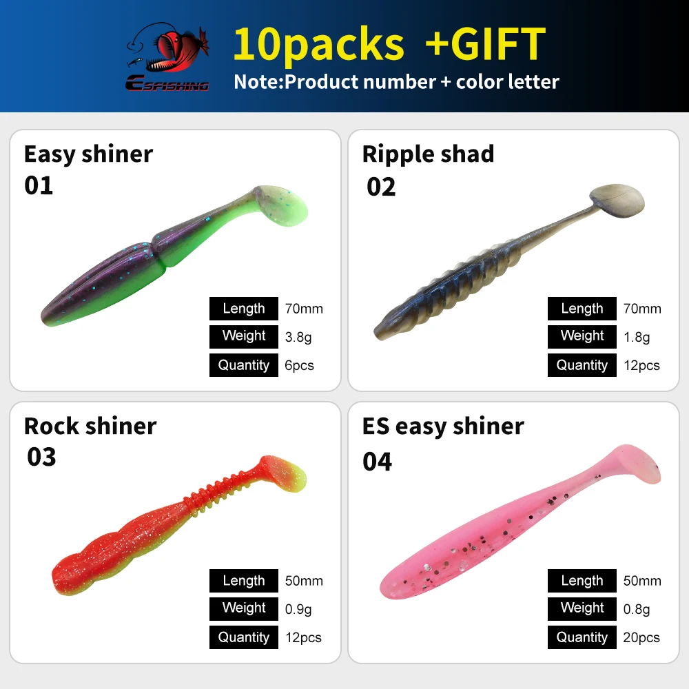 ESFISHING Ripple Shad Easy Shiner, señuelo blando para lucio - imagen 2