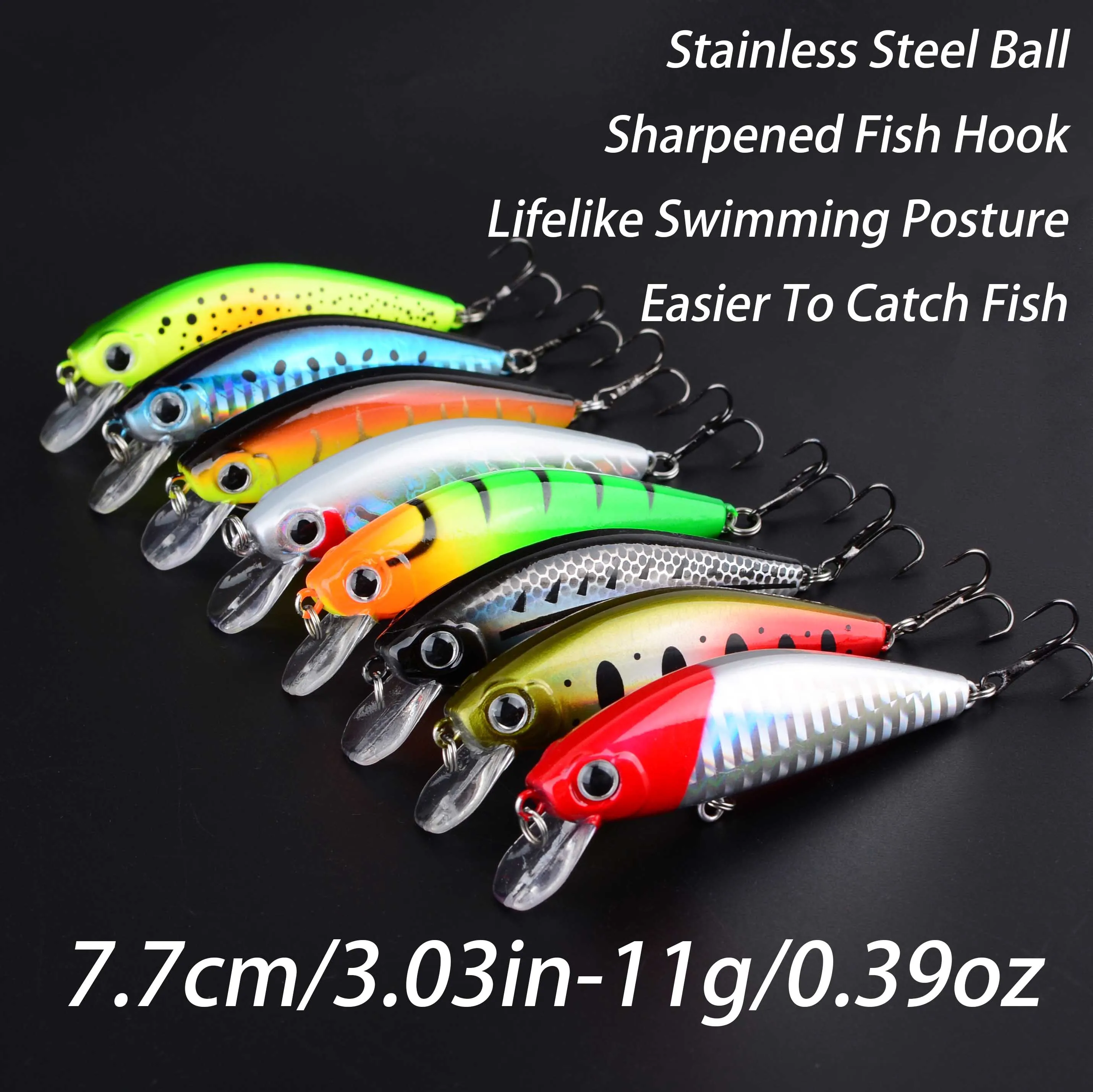 Señuelo Minnow con ojos 3D tipo crankbait wobbler de plástico duro