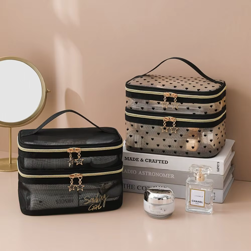 Bolsa de cosméticos de viaje Nylon doble capa para mujer - imagen 4