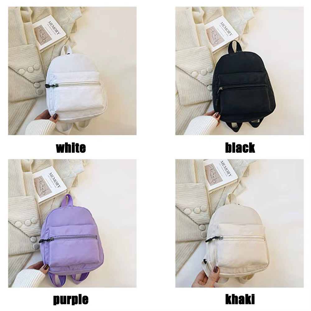 Mini Mochila Blanca de Nailon para Mujer – Bolso Escolar Compacto y Informal - imagen 2