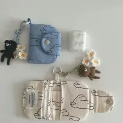 Monedero estudiante floral portátil con tarjetero y funda pequeña