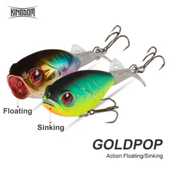 Kingdom GOLDPOP Señuelos Topwater Lápiz y Popper para pesca pro