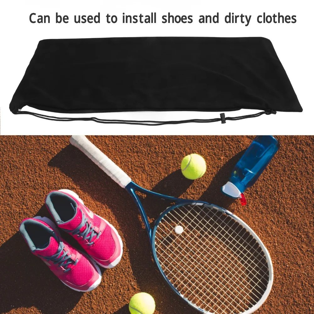 Bolsa raqueta tenis terciopelo con correa ajustable negra