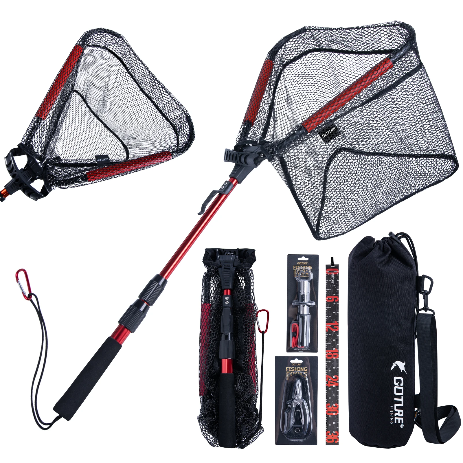Red de pesca de mano plegable para kayak