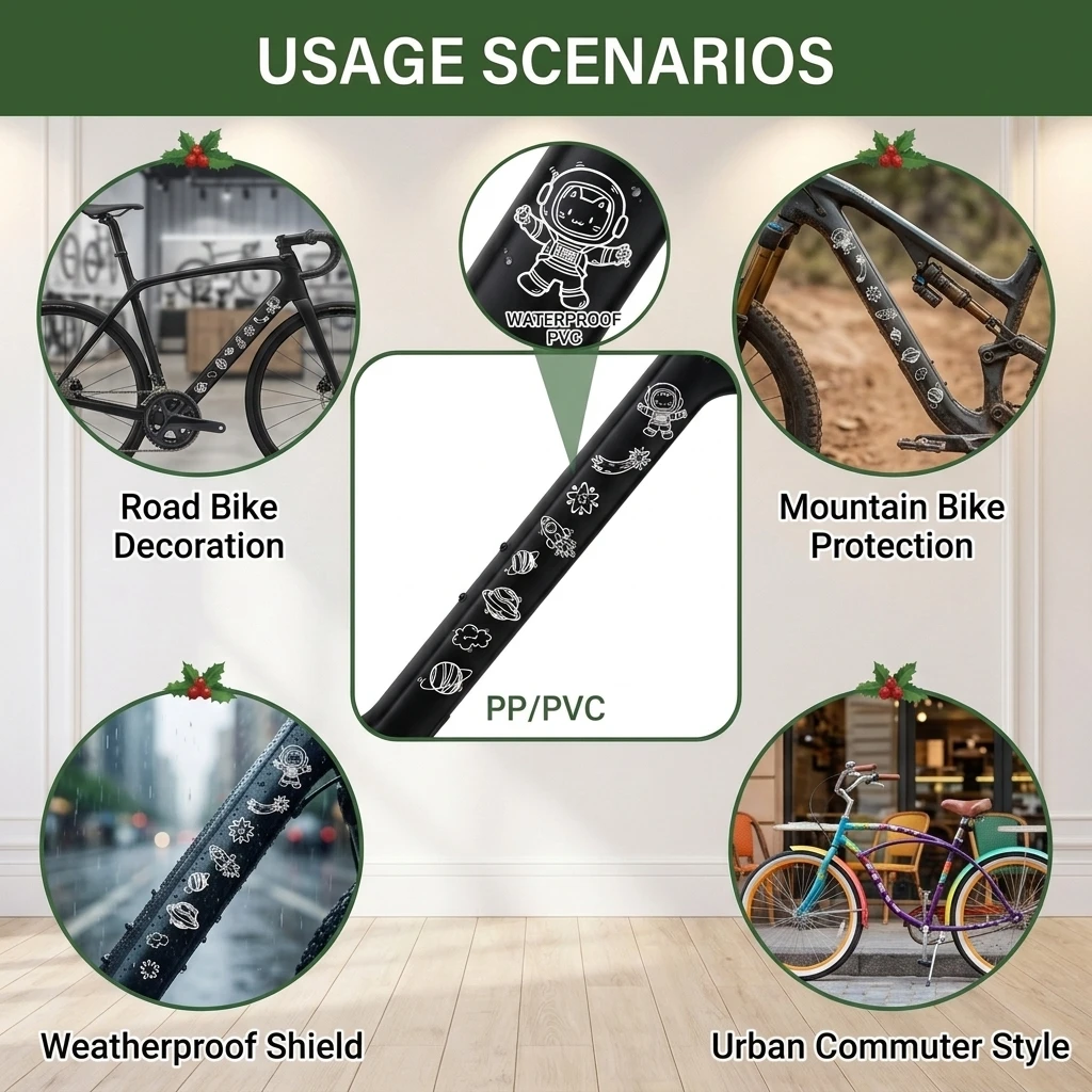 Pegatinas impermeables para bicicleta con gato astronauta decorativo - imagen 5