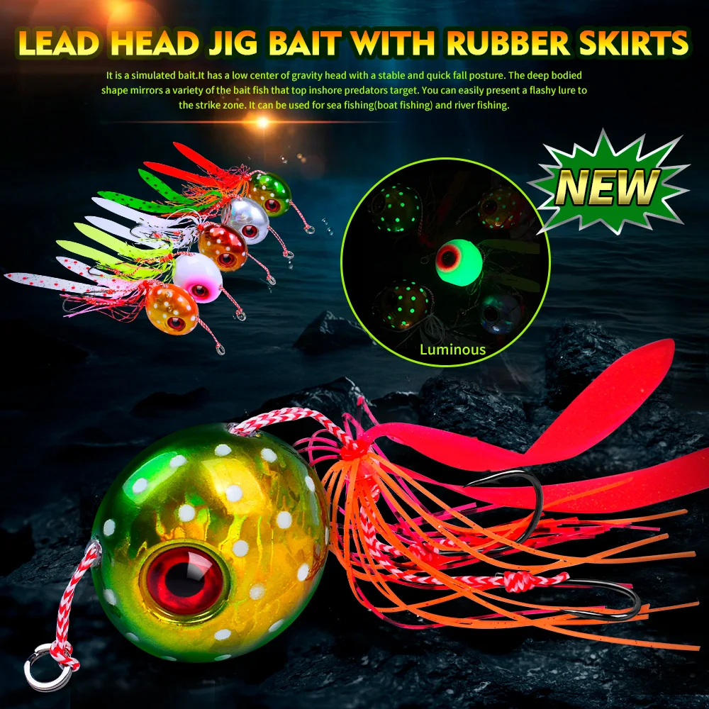 Señuelo de jigging metálico con falda
