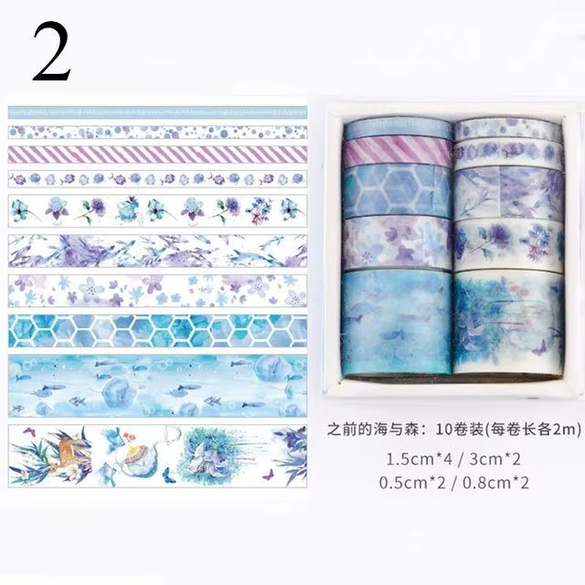 Cintas Decorativas Kawaii Serie Bosque Marino – Papel Japonés para Scrapbooking