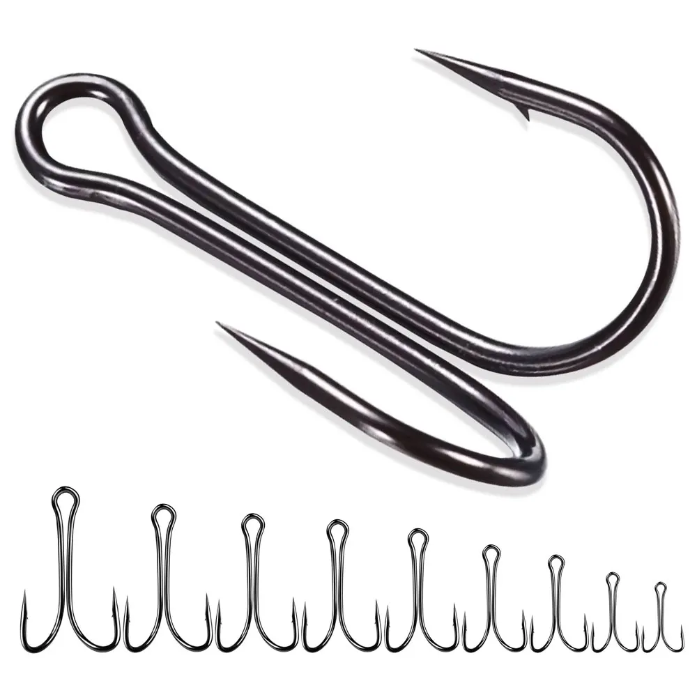 Anzuelos dobles con púas de acero al carbono para pesca de carpa - imagen 4