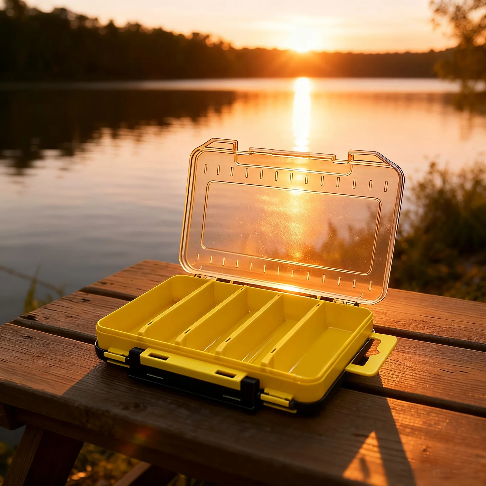 Caja de pesca con compartimentos tipo panal