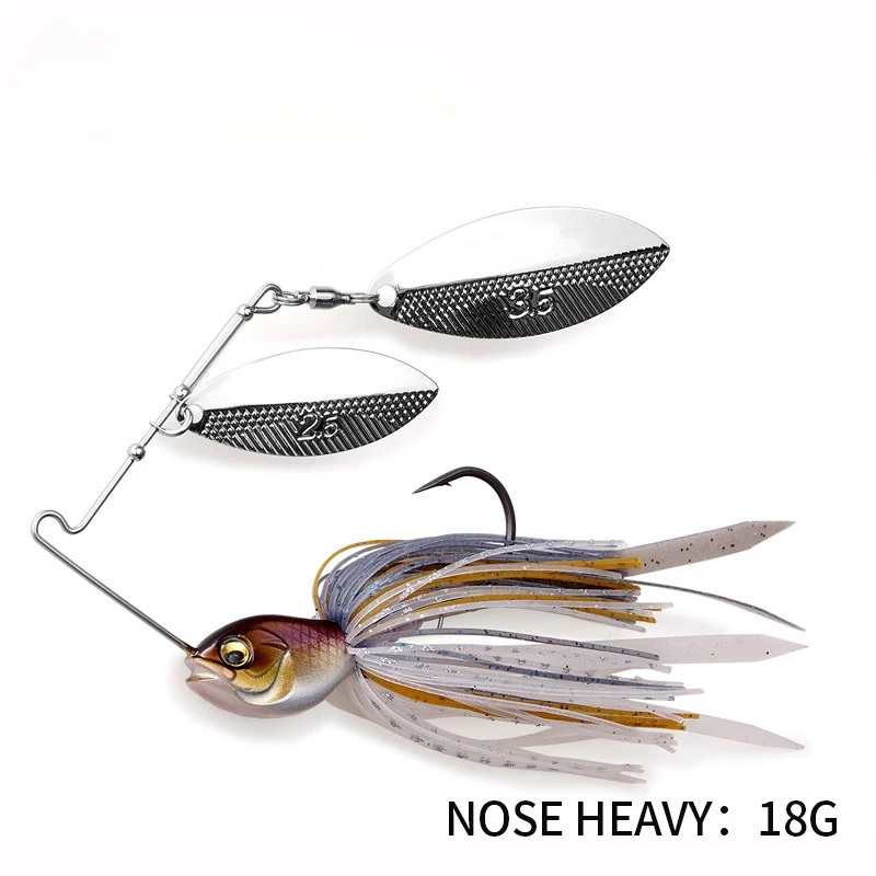 Spinnerbait para lubina – Señuelo giratorio de metal con falda