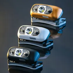 Linterna frontal recargable USB para pesca con sensor LED potente