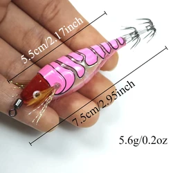 Señuelos luminosos para calamares y camarones con anzuelo