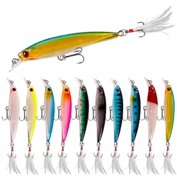 Señuelo minnow biónico ojos láser 3D con anzuelo triple pluma