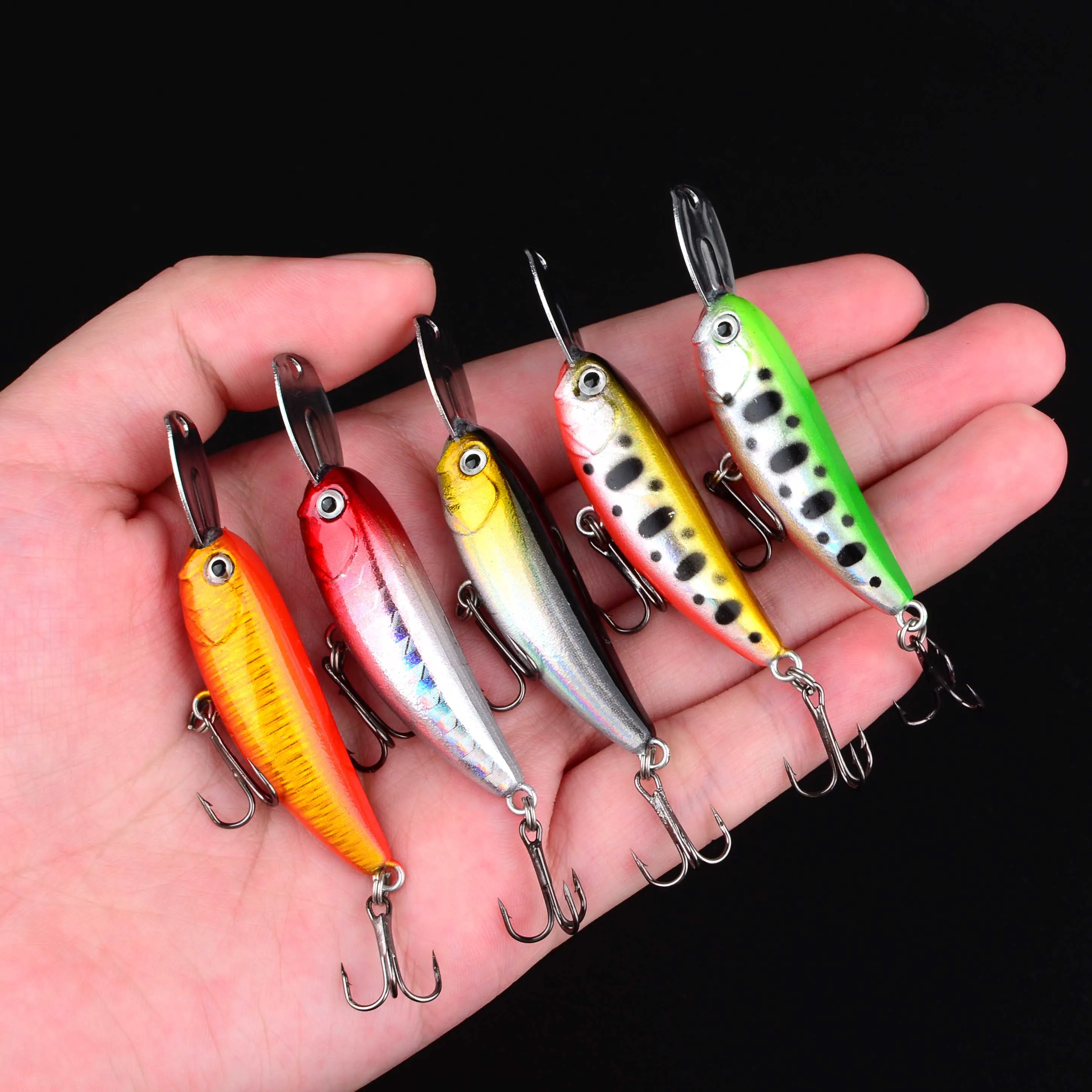Señuelos Wobblers Minnow Crankbait de plástico para lubina – Jerkbait de hundimiento 5 uds - imagen 3