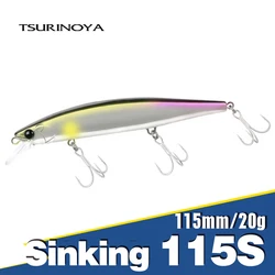 TSURINOYA Sinking Jerkbait 115S Minnow para Lubina, Negro y Lucio