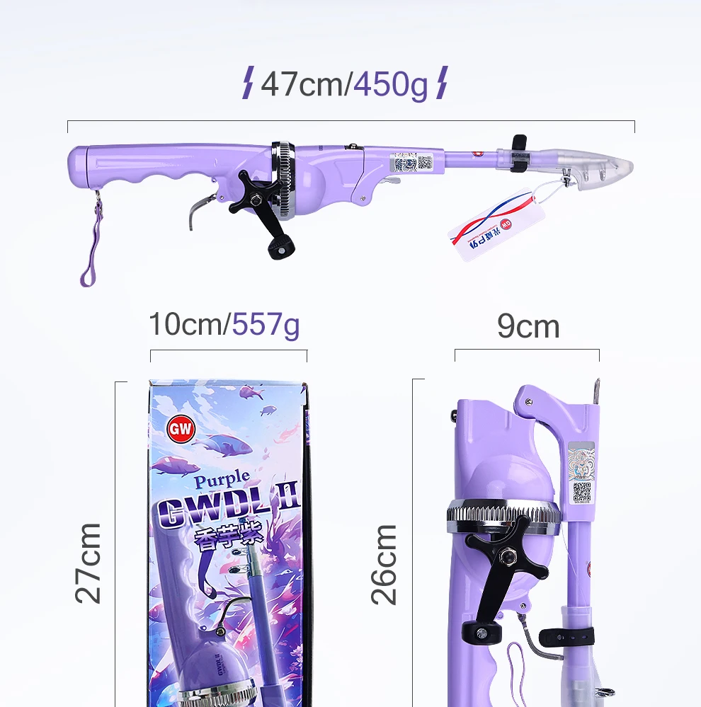Detalle de los accesorios incluidos en el kit de pesca