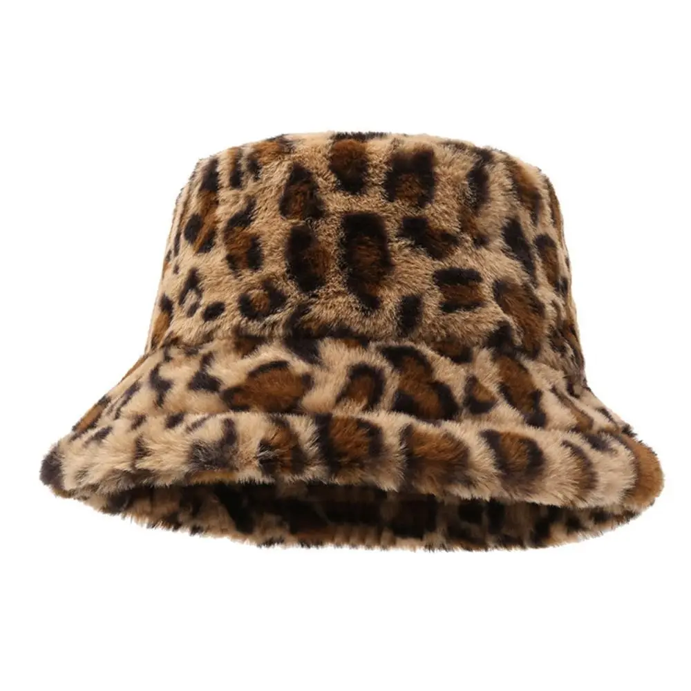 Sombrero de pescador estampado leopardo – Cálido y suave para mujer - imagen 3